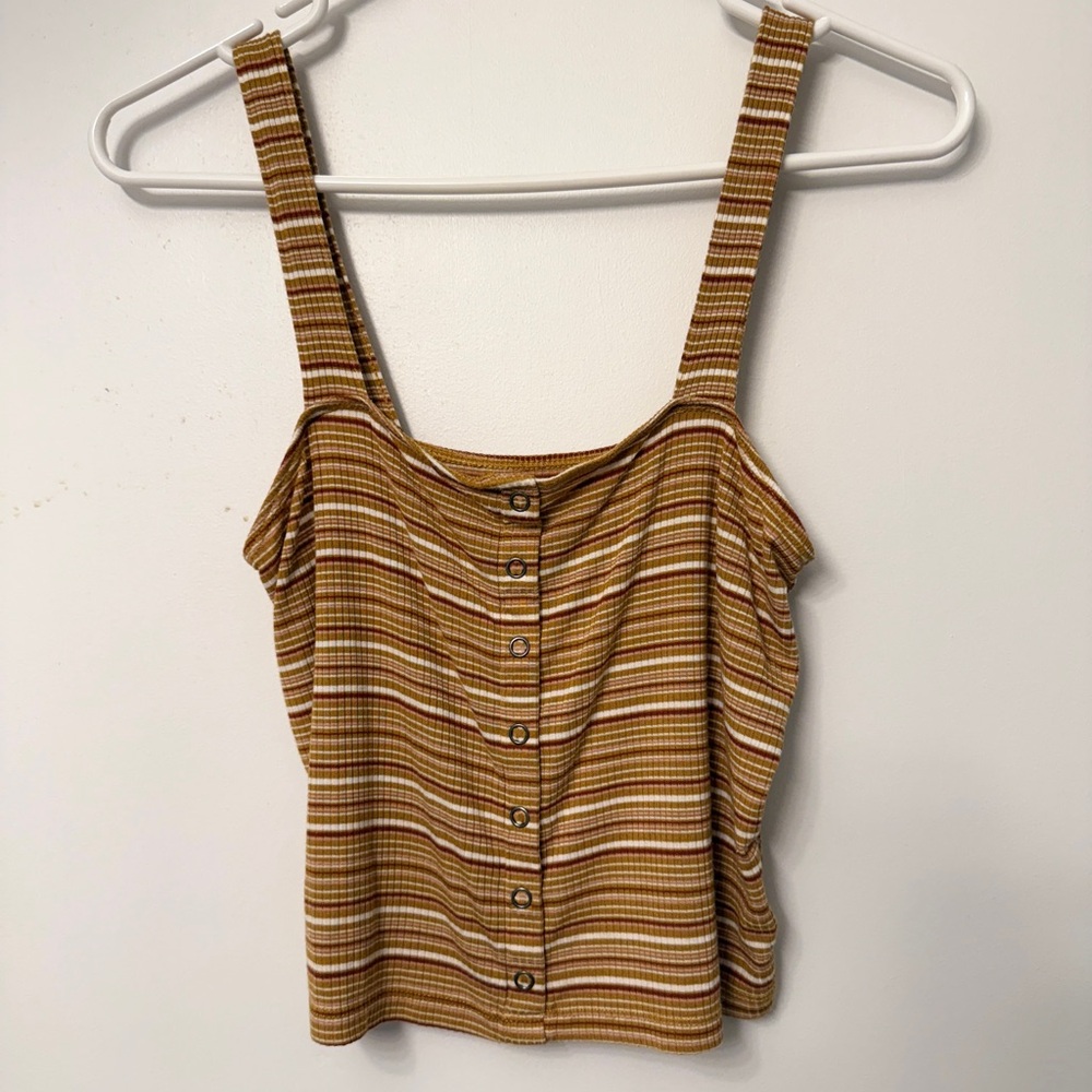 American Eagle Outfitters Striped Brown Tank Top